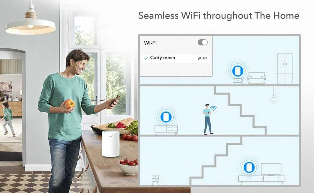Tinklo įranga - Cudy M1300 Mesh Wi-Fi sistema dviejų juostų 802.11ac balta