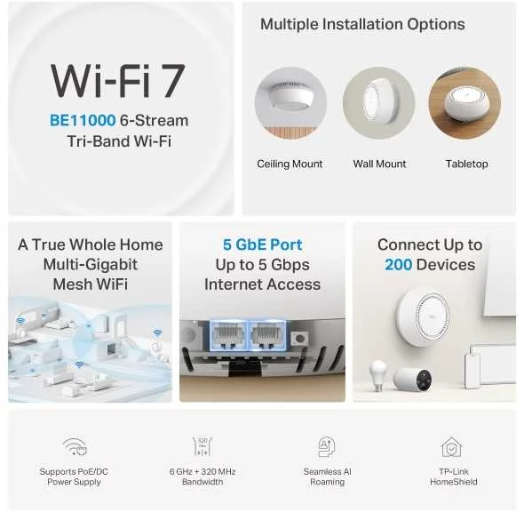 Maršrutizatorius TP-Link Deco BE65-PoE (3 vnt. pakuotė)