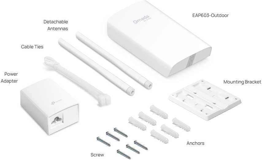 Maršrutizatorius TP-LINK AX1800 vidinis/lauko „Wi-Fi 6“ prieigos taškas | EAP603-Outdoor | 802.11ax | 10/100/1000 Mbit/s | Ethernet LAN (RJ-45) jungtys: 1 | MU-MiMO: Ne | PoE įvestis | Antenos tipas: Išorinė