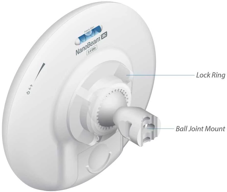 Maršrutizatorius UBIQUITI NBE-2AC-13 NanoBeam 2AC 13dBi 2,4GHz 802.11ac TDMA Gigabit PoE