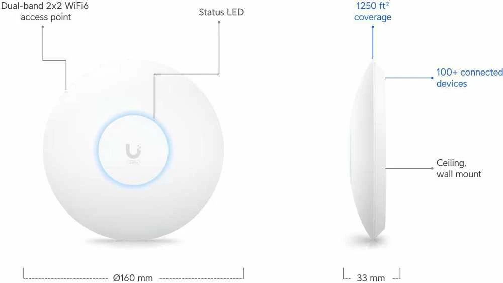 Maršrutizatorius UBIQUITI U6+ UniFi 6+ prieigos taškas