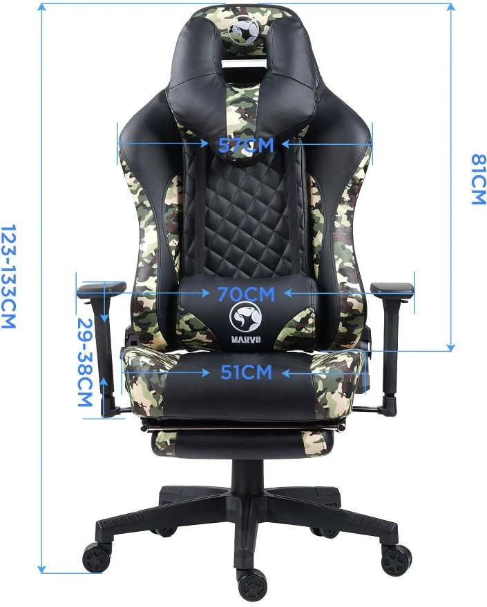 Žaidimų kėdė Marvo CH-134 Gaming Chair, Camouflage