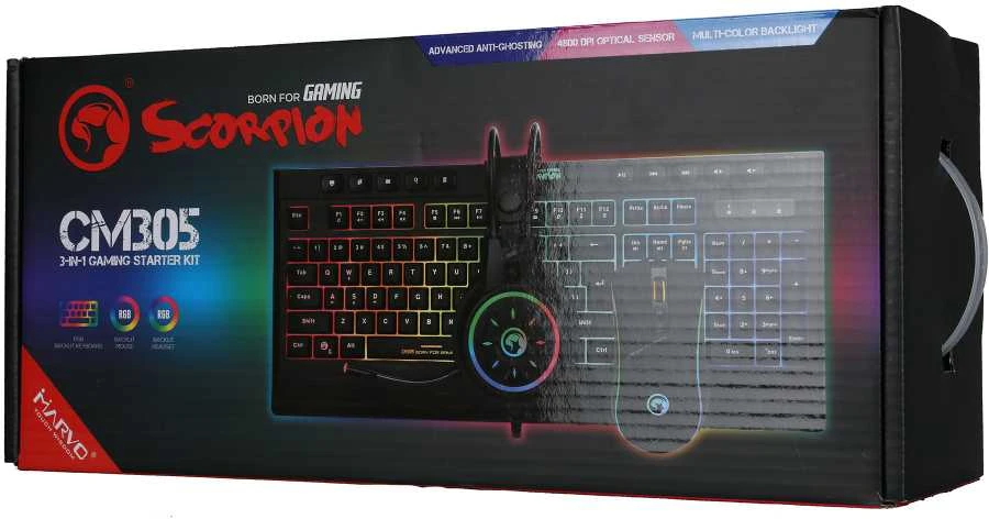 Klaviatūra Marvo CM305 + ausinės (CM305 US)