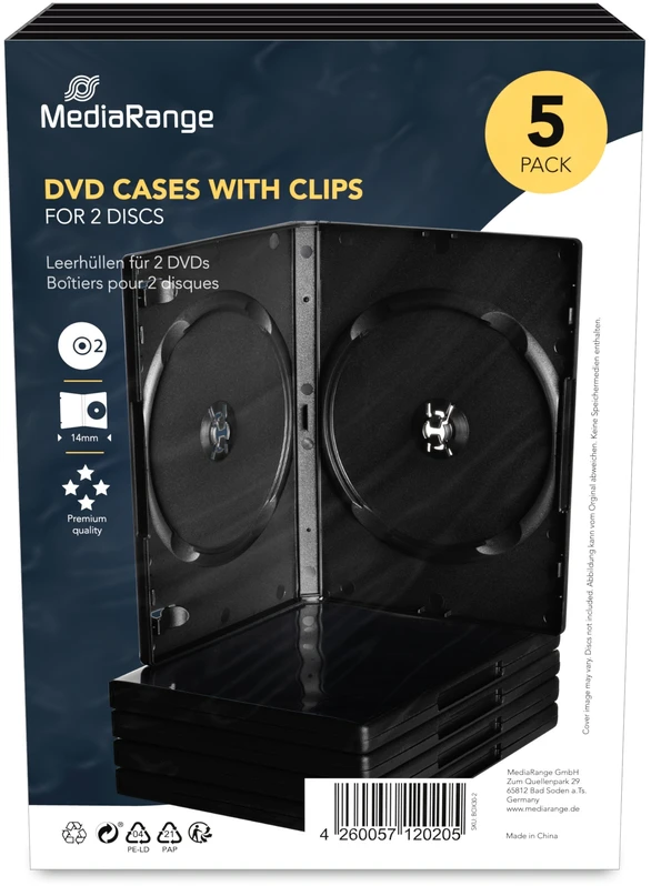 MediaRange dėžutės dviem diskams, 5 vnt (BOX30-2)