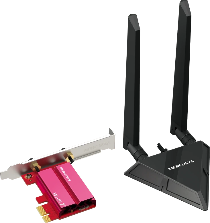 Mercusys MA49BE PCIe plokštė ir išorinė antena