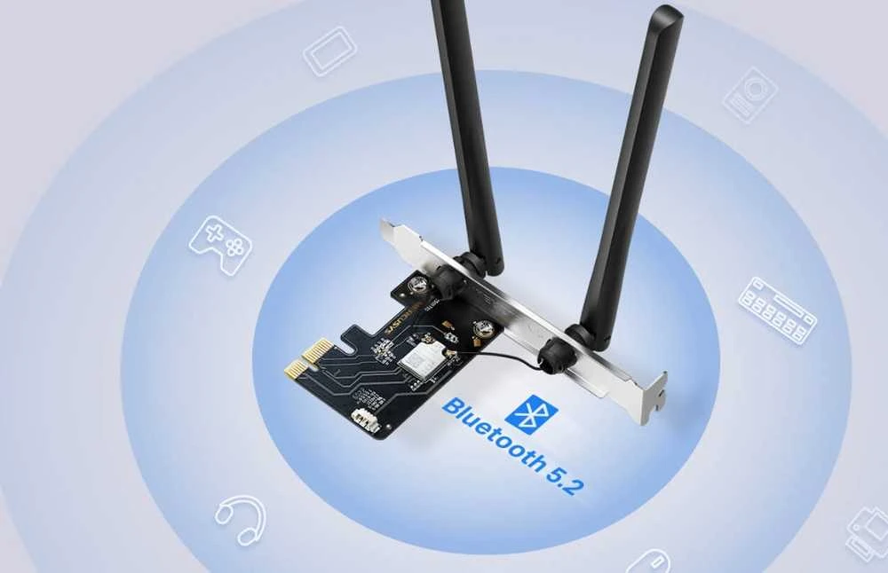 Mercusys | AXE5400 Tri-Band Wi-Fi 6E Bluetooth PCI Express adapteris