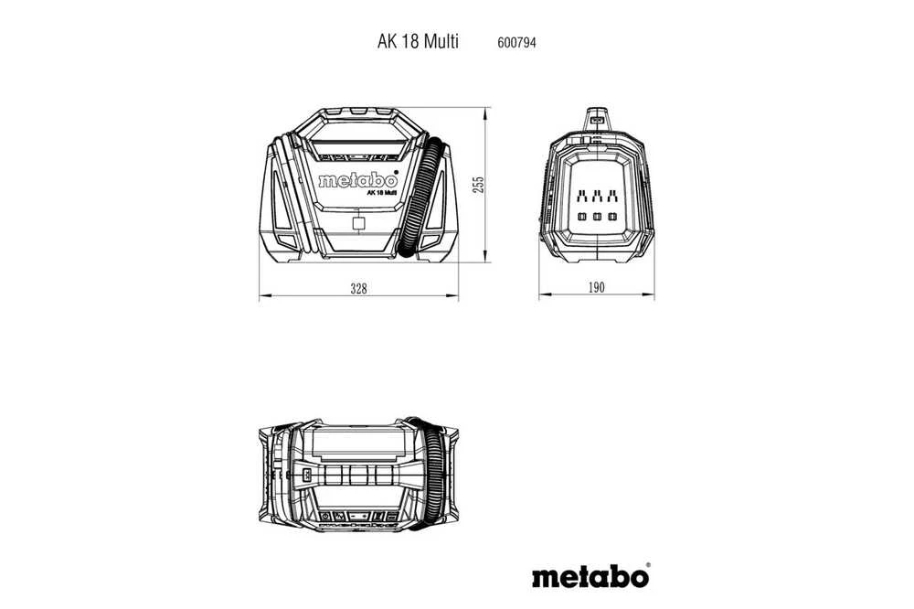 Akumuliatorinis oro kompresorius Metabo AK 18 Multi; 18 V (be akumuliatoriaus ir pakrovėjo)