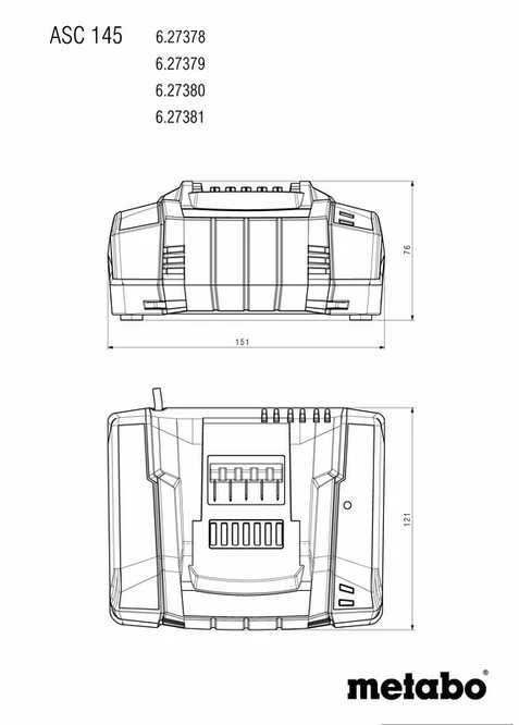 Metabo Greito veikimo įkroviklis ASC 145, 12-36 v, oru aušinamas 627378000