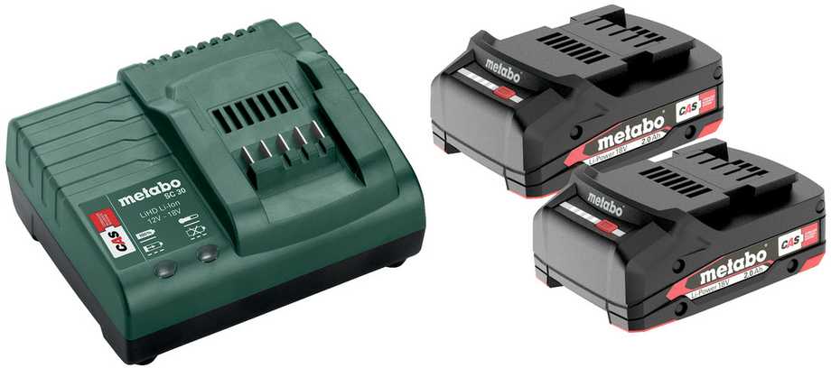 METABO Akumuliatorius 18V 2,0Ah x2 + Įkroviklis SC 30