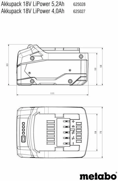 Akumuliatorius 18V 5,2 Ah Li - Power, Metabo
