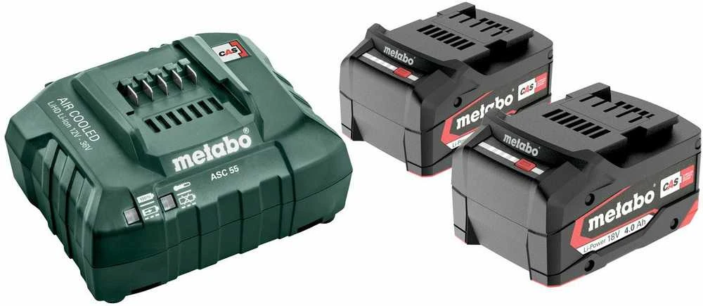 18V akumuliatorių rinkinys 2 x 4,0 Ah kroviklis, ASC 55, Metabo