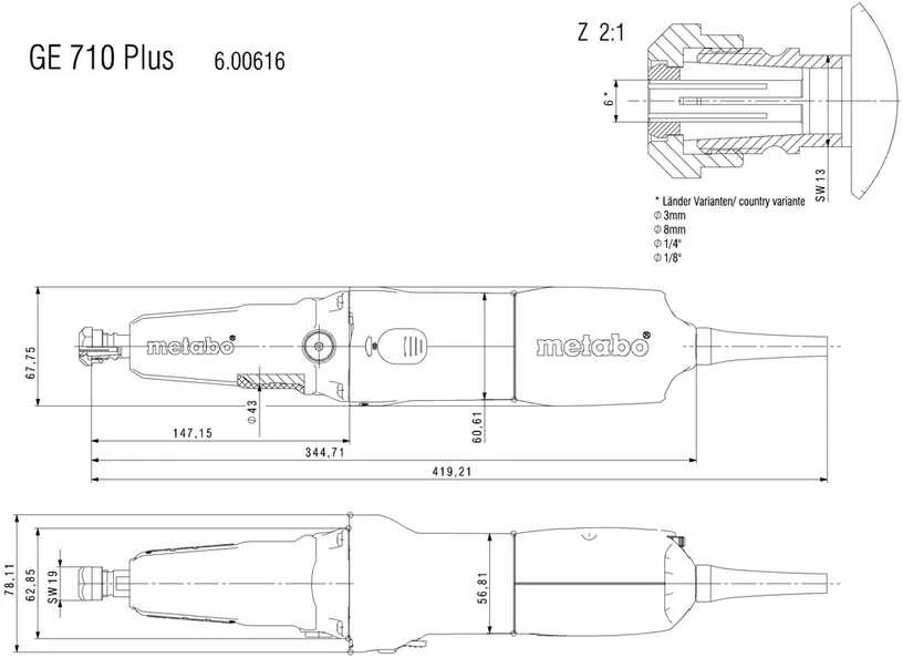 Tiesinis šlifuoklis GE 710 Plus, Metabo