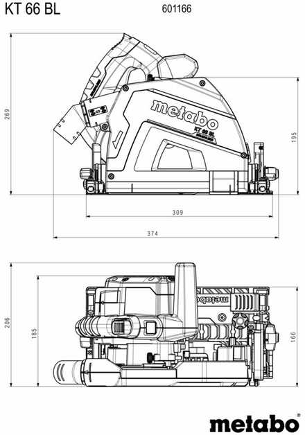 Įgilinamas pjūklas Metabo KT 66 BL 1200 W; 165x20 mm
