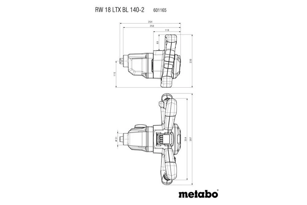 METABO maišyklė RW 18 LTX BL 140-2 CARCASS