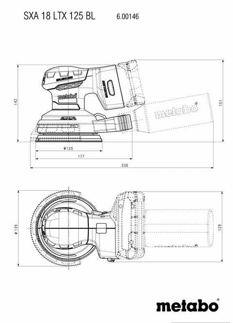 METABO ekscentrinis ŠLIUOTUVAS SXA 18 LTX 125 BL KURKAS METABOX
