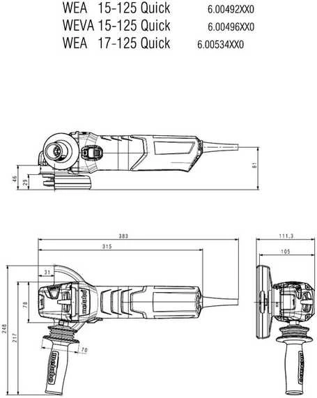 Kampinis šlifuoklis WE 17-125 Quick, Metabo