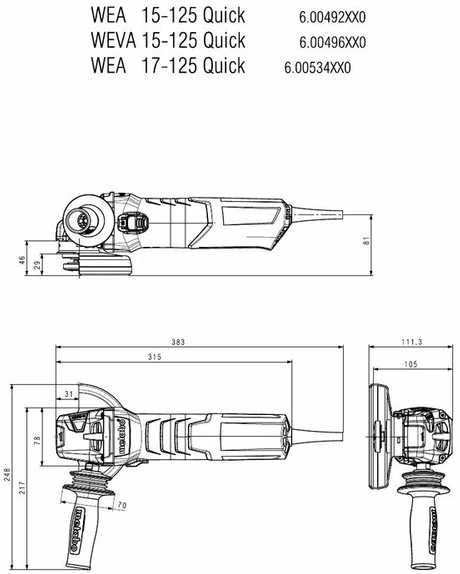 Kampinis šlifuoklis WEA 17-125 Quick, Metabo