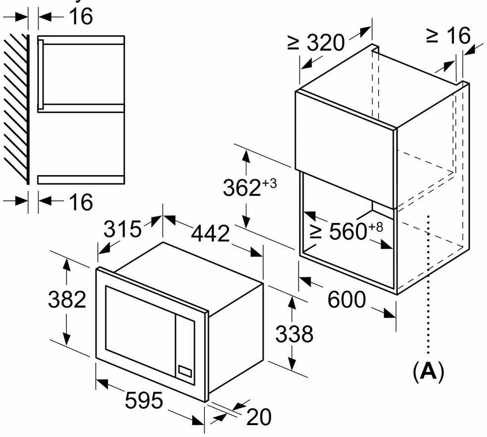 Bosch BFL623MB4 Serija 2, Įmontuojamoji mikrobangų krosnelė, Juodas