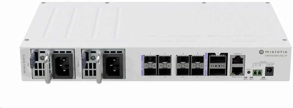 Maršrutizatorius MIKROTIK CRS510-8XS-2XQ-IN 2x100 Gigabit QSFP28 jungtys 8x25 Gigabit SFP28 jungtys dvigubas karštojo keitimo