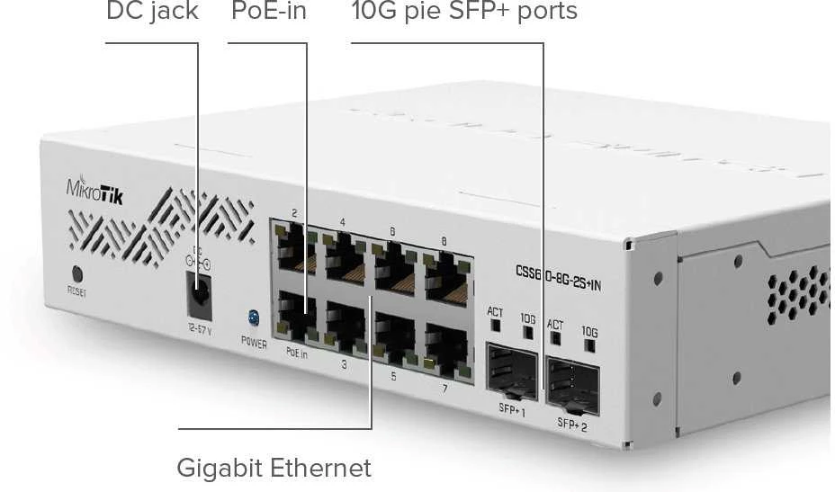 MikroTik | Debesis Maršrutizatorius Switch | CSS610-8G-2S+IN | Tvarkomas žiniatinklis | Montuojamas ant stovo | Gigabit Ethernet (vario) jungtys kiekis 8 | SFP+ jungtys kiekis 2