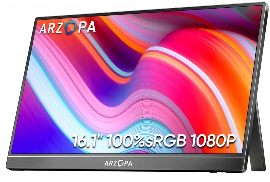 Paskutinis išpardavimas Arzopa Z1C nešiojamas monitorius 16.1" IPS Full HD 1080p metalinis korpusas nešiojamas monitorius, juodas