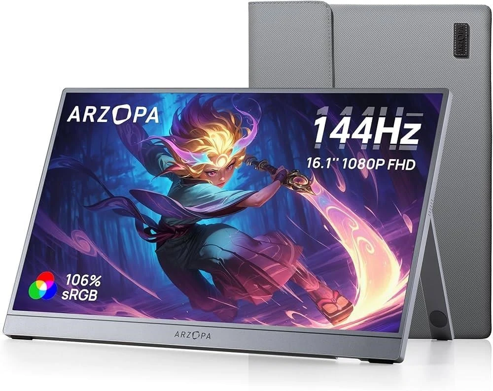 Monitorius Arzopa Z1FC Portable Monitorius 16.1" 144hz IPS Full HD 1080p Metal Housing Przenośny monitorius + pouzdro
