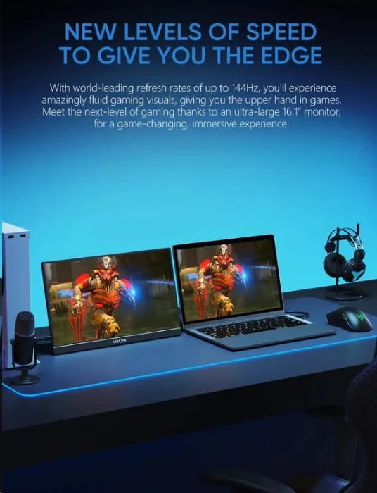 Monitorius Arzopa Z1FC Portable Monitorius 16.1" 144hz IPS Full HD 1080p Metal Housing Przenośny monitorius + pouzdro