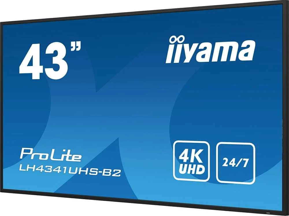 Monitorius IIYAMA LH4341UHS-B2 43 colių 3840x2160 4K UHD IPS skydelis 1precent Haze Landscape ir portreto režimas Garsiakalbiai 2x 10W VGA 3x HDMI 500cd/m2