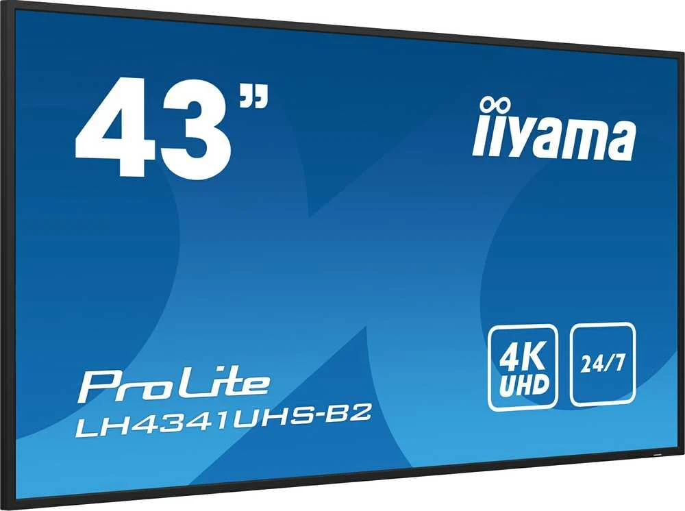 Monitorius IIYAMA LH4341UHS-B2 43 colių 3840x2160 4K UHD IPS skydelis 1precent Haze Landscape ir portreto režimas Garsiakalbiai 2x 10W VGA 3x HDMI 500cd/m2