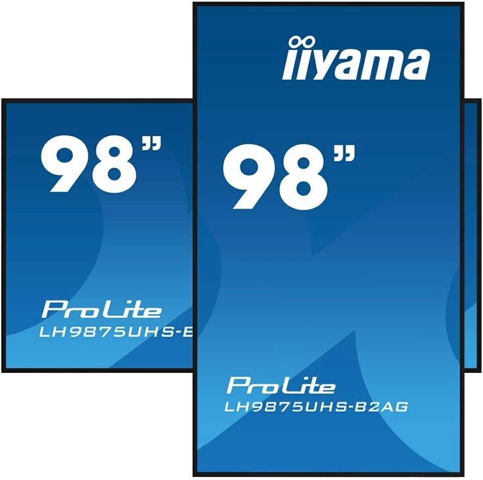 Monitorius Iiyama iyama ProLite LH9875UHS-B2AG – 98 colių įstrižainės klasės (97,5 colio matomas) LED ekranas su foniniu apšvietimu – skaitmeniniai ženklai – su įmontuotu medijos grotuvu / pasirenkama kompiuterio lizdo galimybė – 4K UHD (2160p) 3840 x 2160