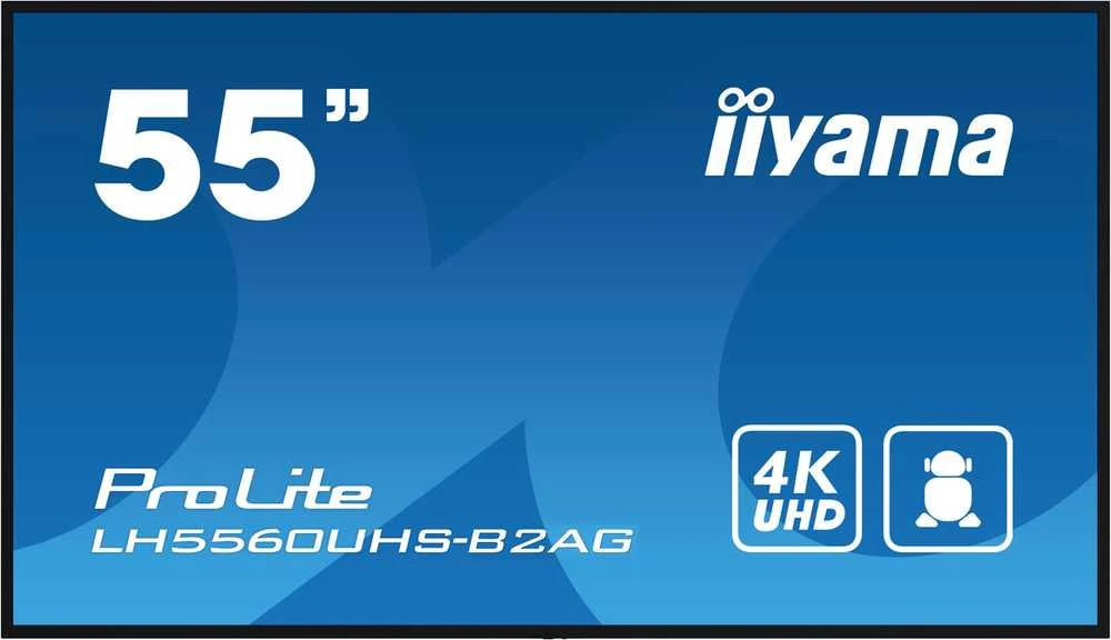 Monitorius „iiyama 55“ 3840 x 2160, UHD VA panelė, 25 % migla, 500 cd/m², kraštovaizdžio ir portreto režimas, 24/7
