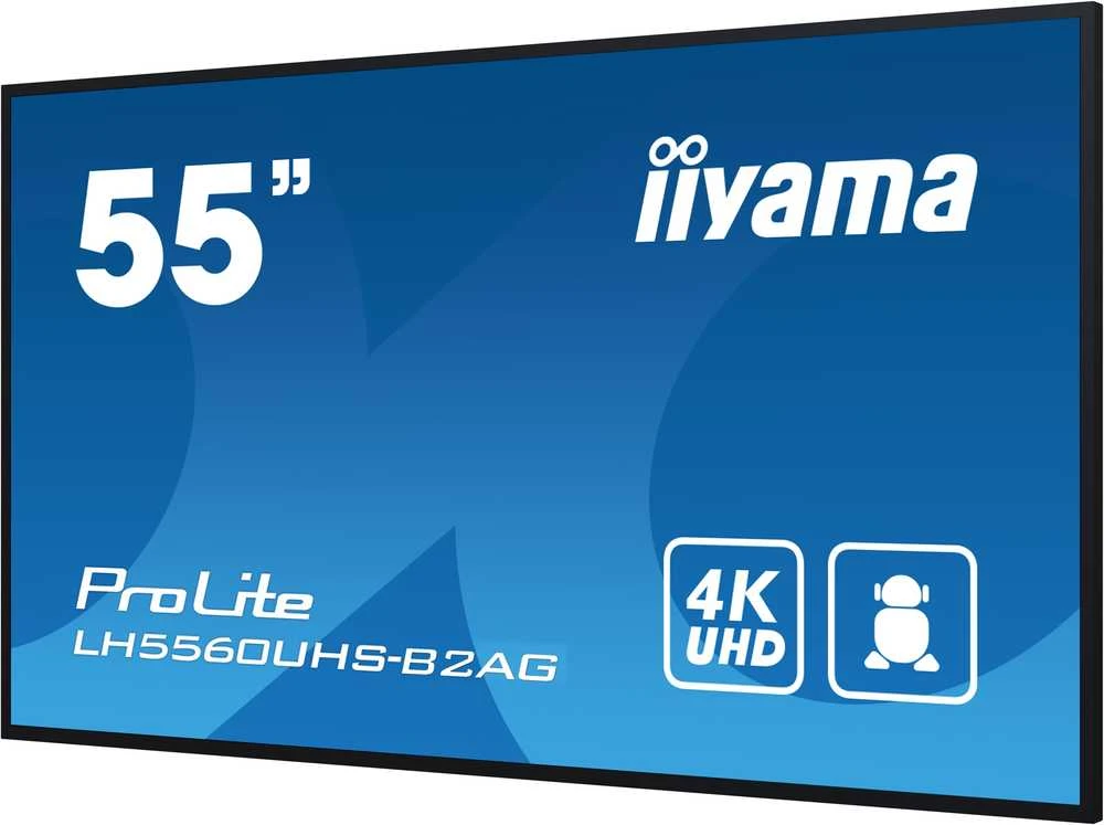 Monitorius „iiyama 55“ 3840 x 2160, UHD VA panelė, 25 % migla, 500 cd/m², kraštovaizdžio ir portreto režimas, 24/7