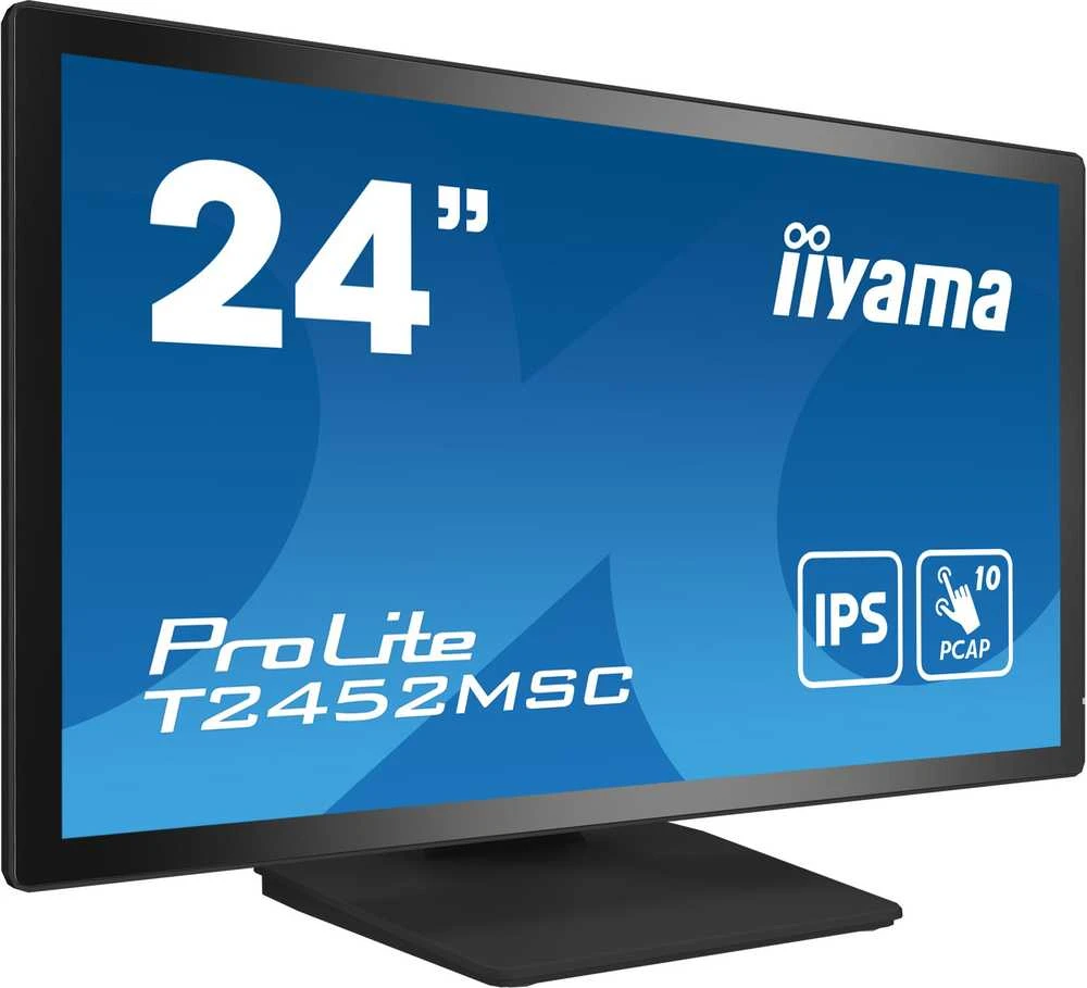 Monitorius „Iiyama“ 24 colių prijungtas PCAP 10P Touch, 1920 x 1080, IPS skydelis, plokščias rėmelis be stiklo, HDMI, ekrano prievadas, 360 cd/m² (su lietimu), USB šakotuvas 2x 3.0, garsiakalbiai, įmontuota interneto kamera ir mikrofonas
