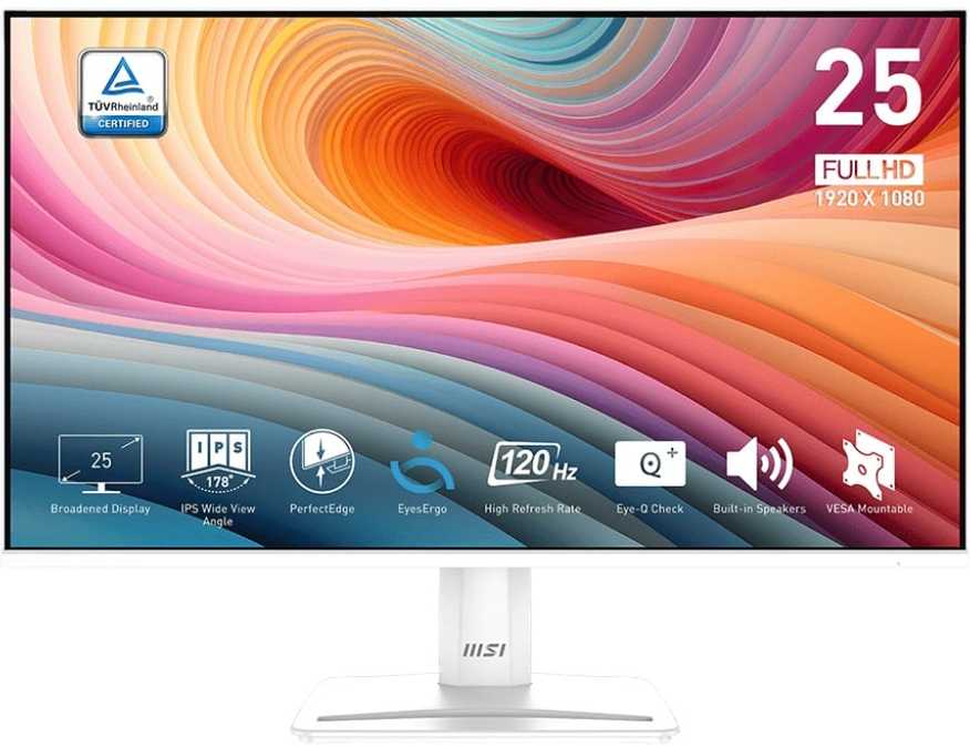 Monitorius MSI PRO MP251W E2 24,5″ / FHD / 120Hz / 1ms (MPRT) baltos spalvos