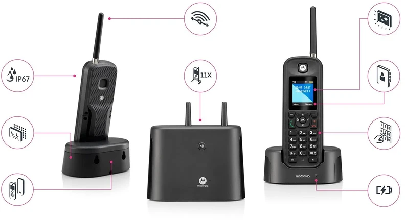 Telefonas stacionarus Motorola Telefonas Bezprzewodowy MOTOO201NO Juodas