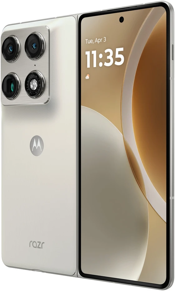 „Motorola razr fold“ 20,6 cm (8,09 colio) dviejų SIM kortelių „Android 16.0“ 5G USB C tipo 16 GB 512 GB 6000 mAh Baltas