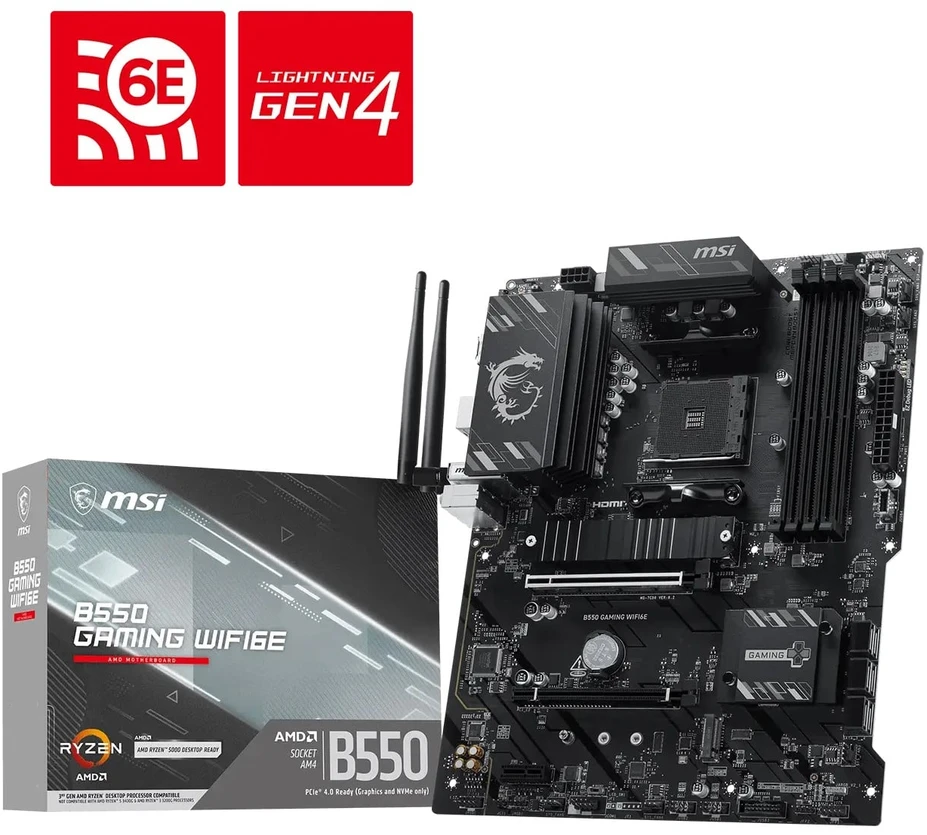 MSI B550 GAMING WIFI6E pagrindinė plokštė AMD B550 AM4 lizdas