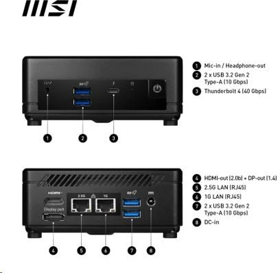 MSI PC Cubi 5 1M-482BEU, Core 5 120U, 16GB, N/A, N/A, No OS, Juodas