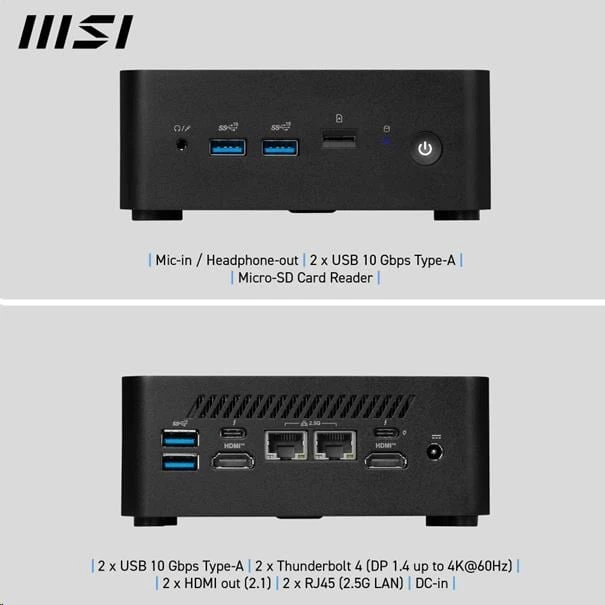 MSI PC Cubi NUC 1MG-418BEU, Core 7 150U, 16GB, N/A, N/A, No OS, Juodas