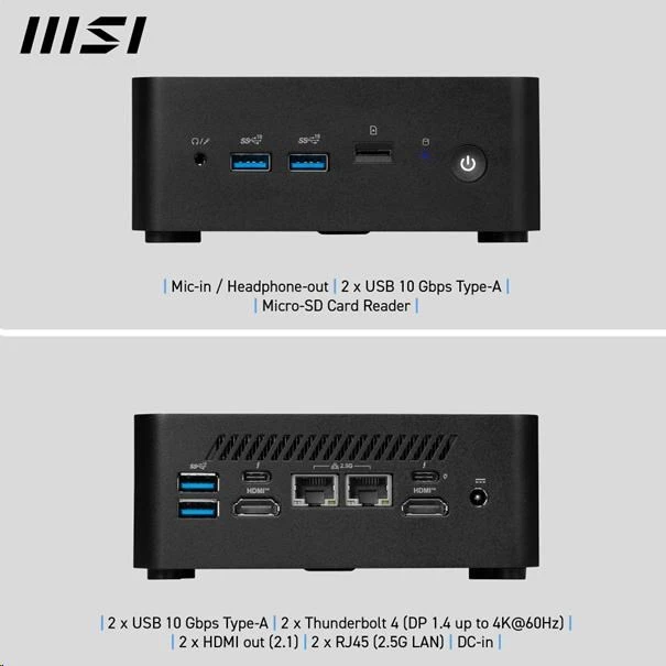 MSI PC Cubi NUC 1MG-419BEU, Core 5 120U, 16GB, N/A, N/A, No OS, Juodas