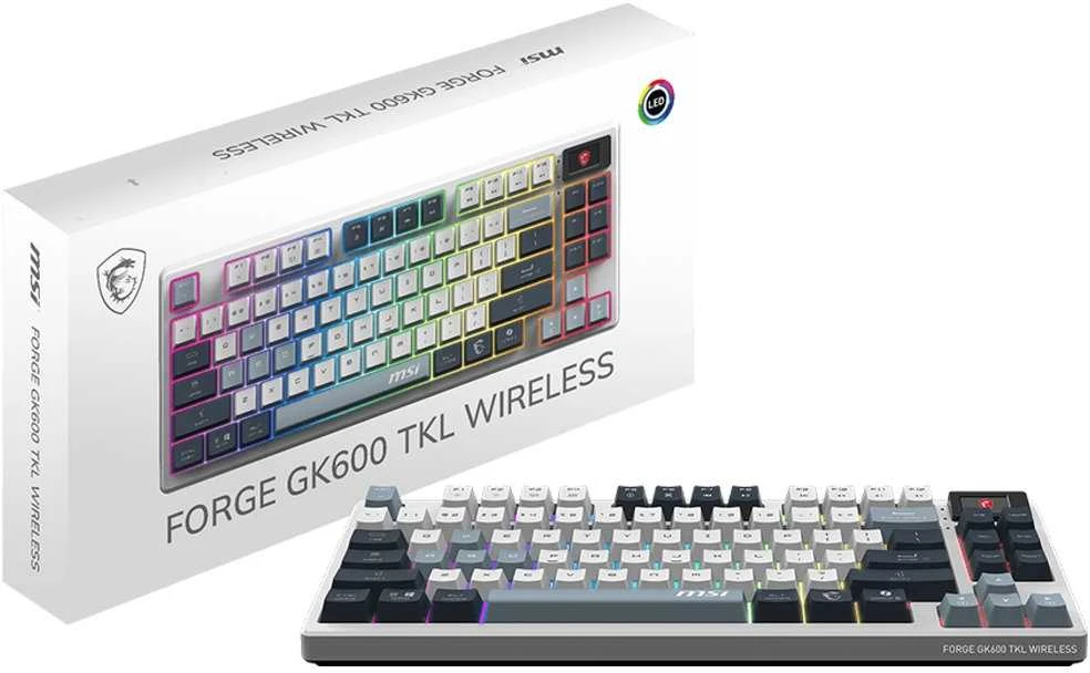 MSI FORGE GK600 TKL WIRELESS SKY | Klaviatūra žaidimams | Wireless | Bluetooth | US | Mechaninė Linear