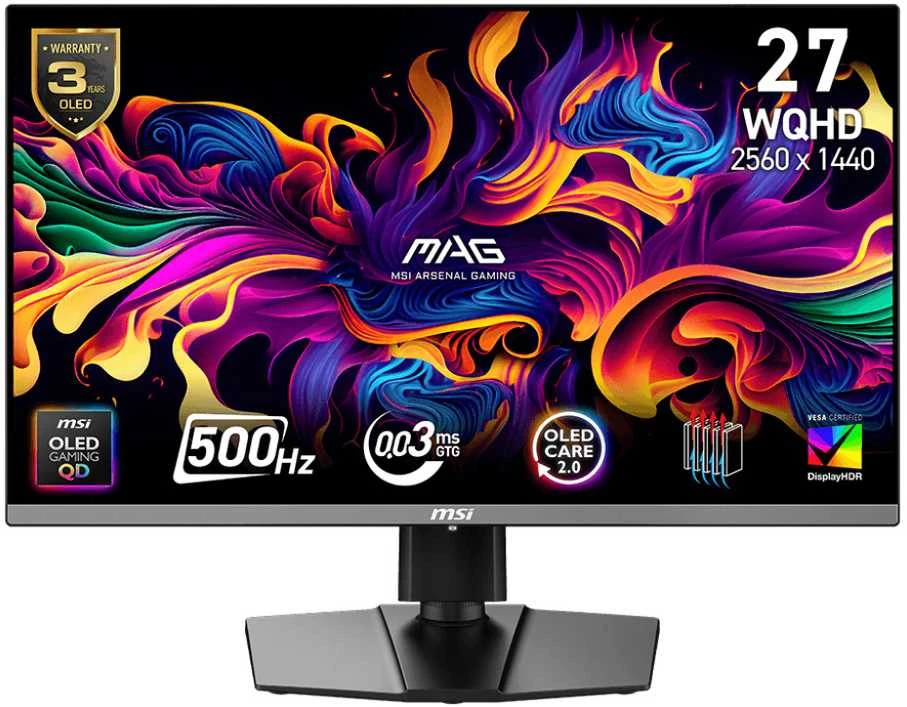 Monitorius MSI MAG 272QP QD-OLED X50 | 26.5" QD-OLED WQHD | 500 Hz | 0.03 ms