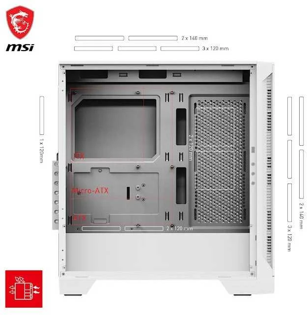 MSI MAG FORGE 320R AIRFLOW Baltas dėklas