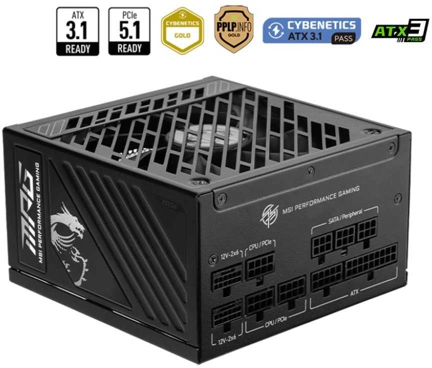 MSI MPG A1250GS 1250W PCIE5 80+ Gold maitinimo šaltinis (306-7ZPFX11-CE0)