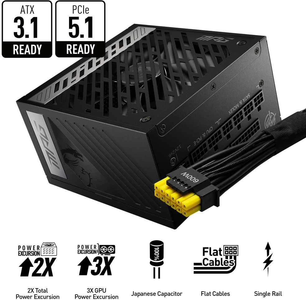 Maitinimo blokas MSI MPG A850G PCIE5 80 PLUS Gold/850W