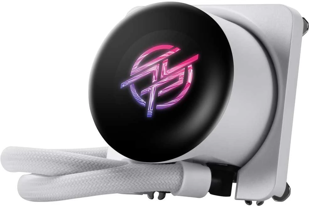 MSI skysto aušinimo blokas su šviečiančiu logotipu