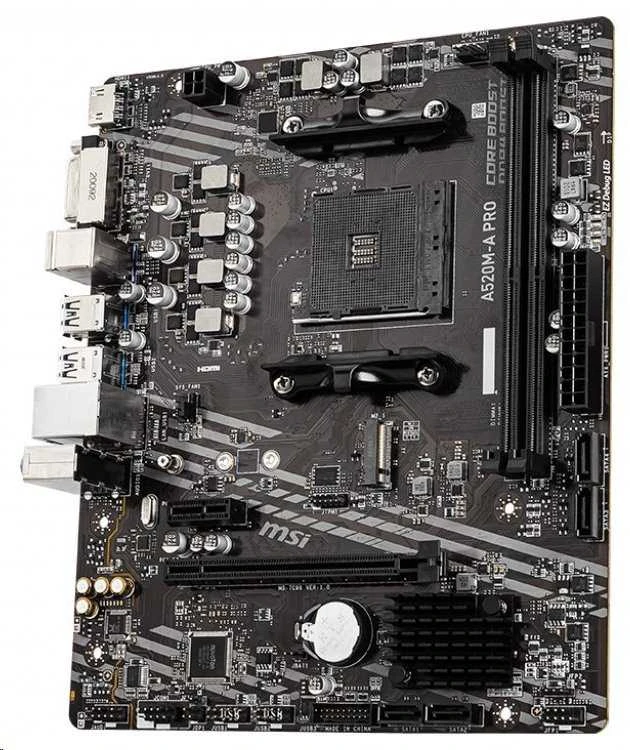 Pagrindinė plokštė MSI A520M-A PRO AM4 DDR4 1x M.2 4x SATA HDMI DVI-D M-ATX