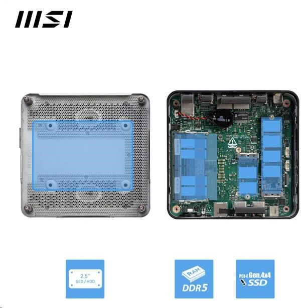 MSI PC Cubi Z 8M-040BEU, Ryzen 7 255, 16GB, N/A, N/A, No OS, Juodas