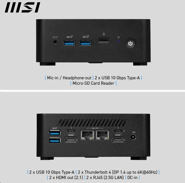 MSI PC Cubi Z 8M-040BEU, Ryzen 7 255, 16GB, N/A, N/A, No OS, Juodas