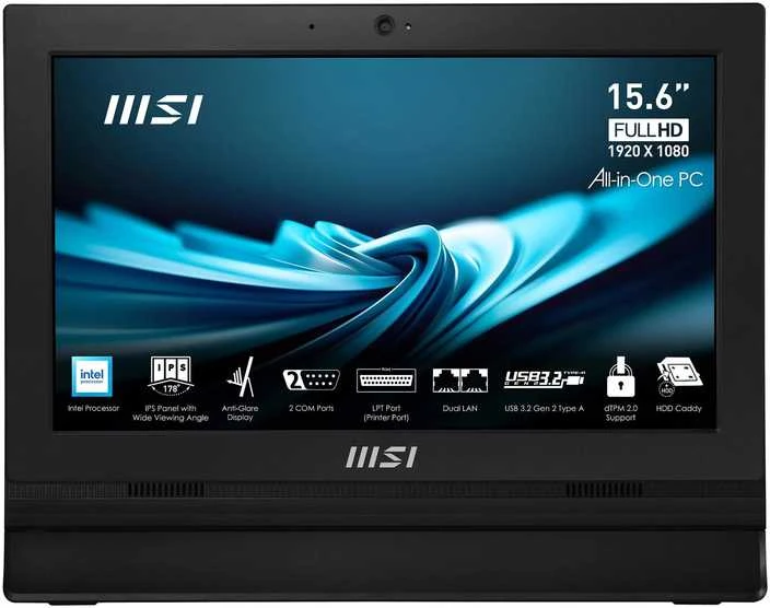 Stacionarus kompiuteris Kompiuteris MSI PRO AP162T ADL-04SCZ Intel N100 15.6" FHD lietimui jautrus ekranas 4GB 128GB M.2 SSD Windows 11 Pro Juodas